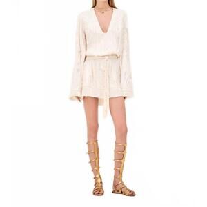 NEW ALEXIS jen long sleeve mini dress in ivory